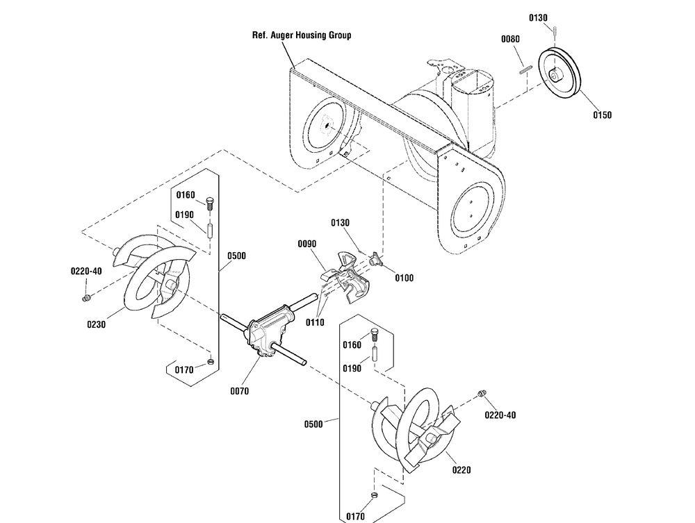 Auger Drive Group Diagram and Parts List for 1696155-00-924MD 2012 Briggs and Stratton Snow Blower